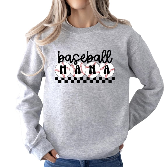 Baseball Sweatshirt for Mom's Checkered Baseball Mom Sweatshirt Women Gift for Softball Mom