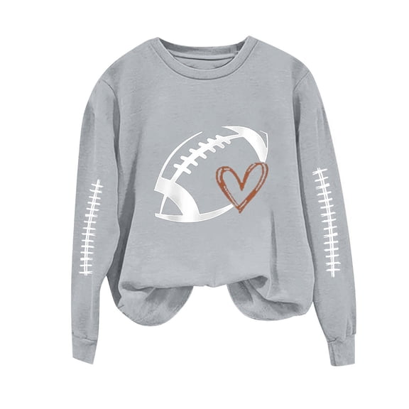 Baseball Sweatshirts Womens Teen Girls Crewneck Loose Long Sleeve Pullover Tops Lightweight Casual Fall Clothes (L, Gray 01)