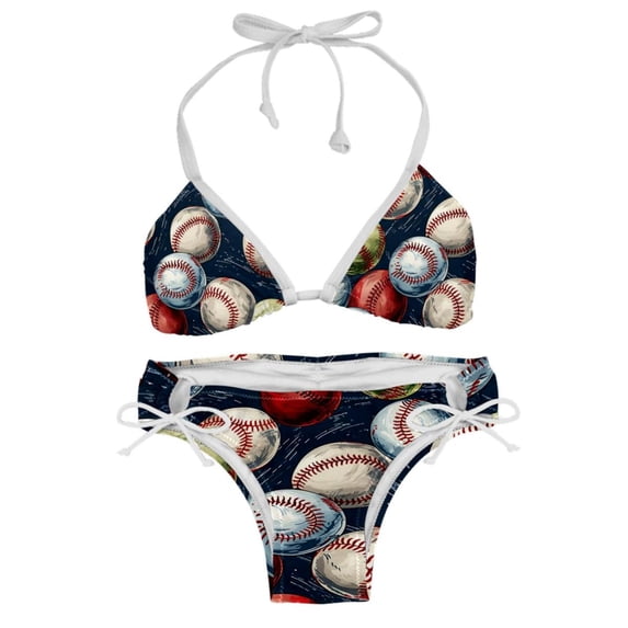 Baseball Swim Wear Bikini Set with Detachable Sponge & Adjustable Strap, Two-Pack for Versatile Swimming Suit Styles