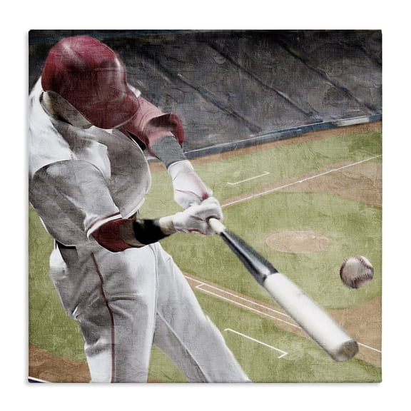 Stupell Industries Baseball Swing In Action Canvas Wall Art, design by Kim Allen, 17 x 17