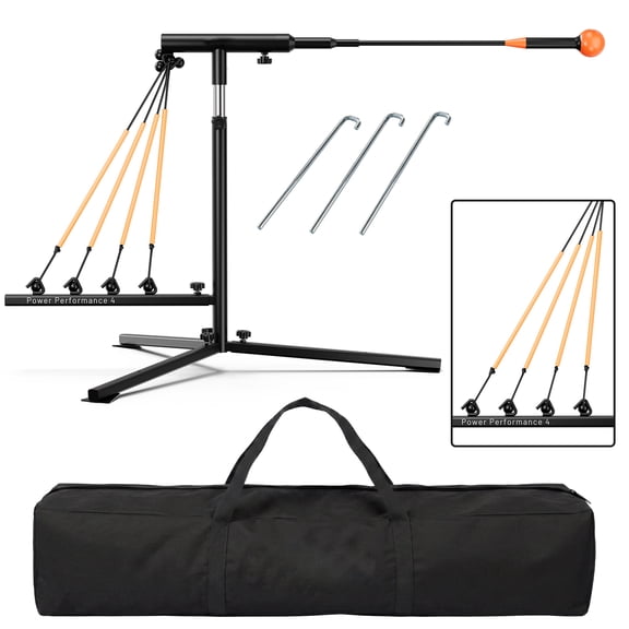 Baseball Swing Trainer with 4 Power Bands, Auto-Reset Function, Height Adjustable (31-47 inches). Improves Power and Speed for Baseball and Softball Hitting.