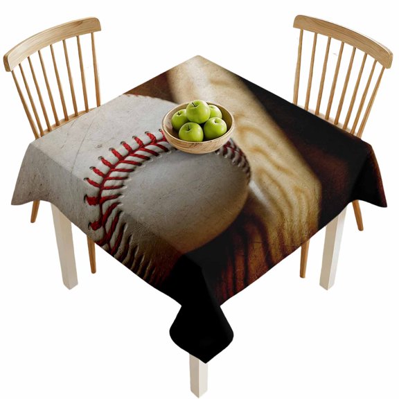 Baseball Table Cloth 60x60 Inch Square, Retro Sport Waterproof Tablecloth Oil Proof Washable Table Cover for Party Picnic Dining Camping