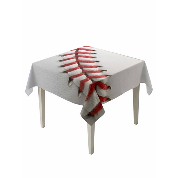 Baseball Table Cloth, Red White Texture Sports Ball Minimalist Waterproof Tablecloth for Square Tables, Reusable Washable Fabric Table Cover for Restaurant Kitchen Dining Tables 60"x60"