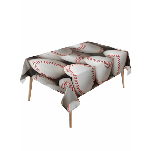 Baseball Table Cloth, Waterproof Tablecloth for Rectangle Tables, White Red Art Sport Reusable Washable Fabric Table Cover for Restaurant Kitchen Dining Tables 60"x120"