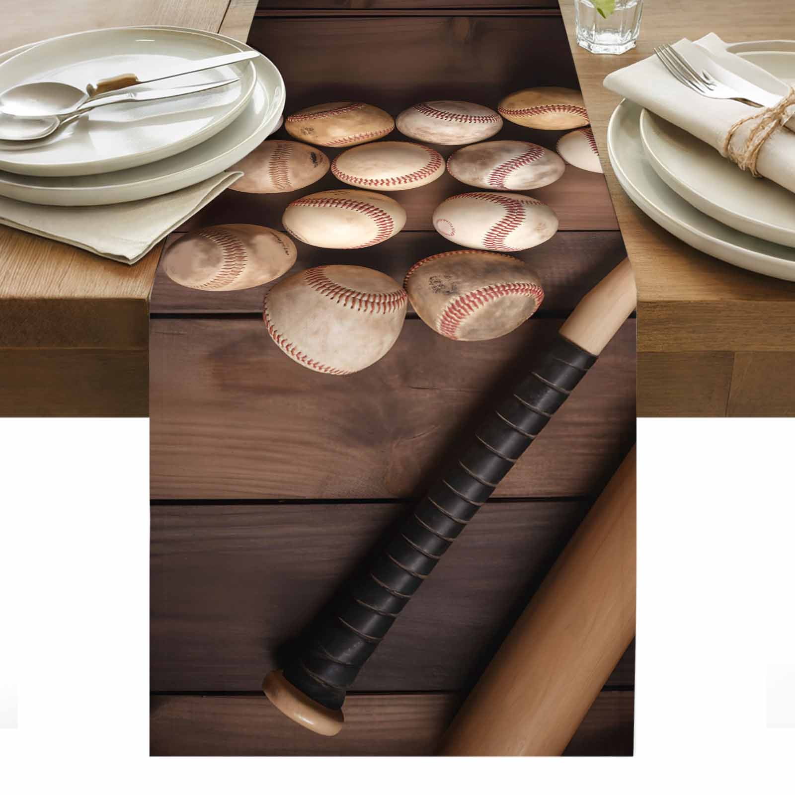 Baseball Table Runner - 60 Inch Long, Kitchen Dining Table Runner ...