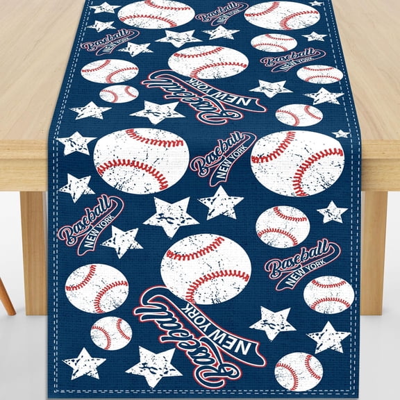 Baseball Table Runner 72 Inches Long Ideal for Baseball-Themed Birthday Parties and Baby Showers Stylish Table Decor for Dining Rooms Kitchen Islands and Sports Events