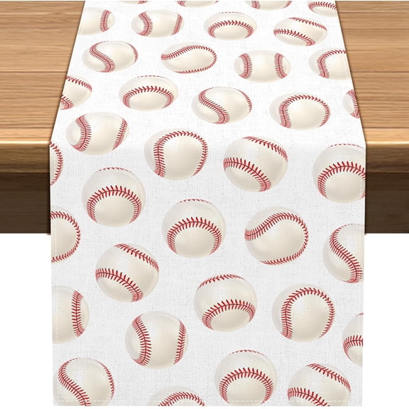 Baseball Table Runner Boy Sports Themed Birthday Party Decorations Dining Room Home Kitchen Island Decor (13" x 108")
