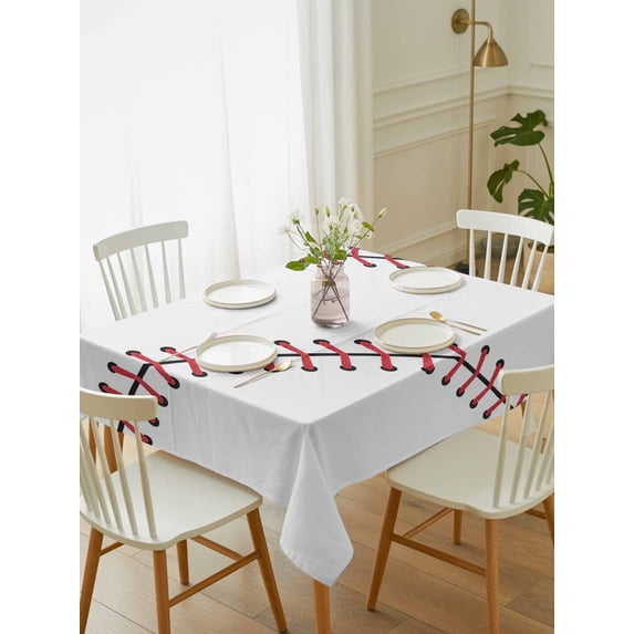 Baseball Tablecloth Rectangle Table Cloth 52x70, Waterproof Outdoor Table Cloth Covers Decorative Table Protector, Modern Minimalist Red Lines Washable Table Cover for Kitchen Dinning Party