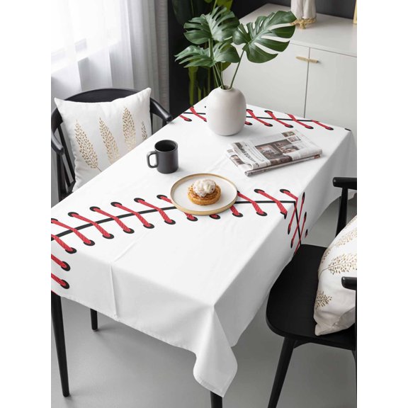 Baseball Tablecloth Rectangle Table Cloth 60x120, Waterproof Outdoor Table Cloth Covers Decorative Table Protector, Modern Minimalist Red Lines Washable Table Cover for Kitchen Dinning Party