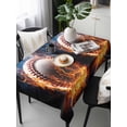 thumbnail image 1 of Baseball, Tablecloth Rectangle Table Cloths 54x108, Waterproof Tablecloth Outdoor Table Cloth, Sports Theme Gradient Orange Blue Black Washable Table Cover for Kitchen Dinning Party, 1 of 8