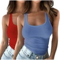 thumbnail image 1 of Baseball Tank Tops for Women 2pack Women Ribbed Tank Tops Slim Fitted Knit Camisole Basic Sleeveless Round Neck Shirts Summer Casual Workout Tees Linen Tank Tops for Lady Blue XL, 1 of 4