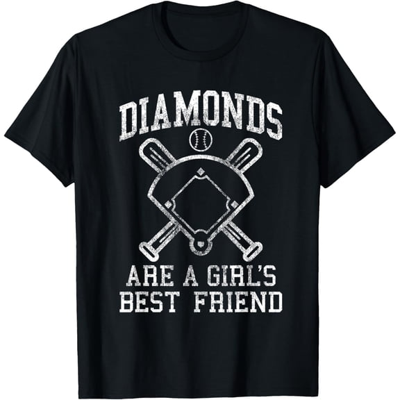 Baseball Tee Girls Diamonds are A Girls Best Friend Baseball T-Shirt