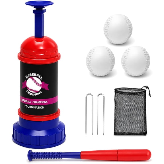 Baseball Tee Trainer Popper- Baseball Swing Trainer with 3 Practice Balls - Baseball Hitting Trainer for Training - Pop Up Trainer for Indoor & Outdoor Solo Training