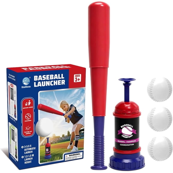 Baseball Tee Trainer Popper- Baseball Swing Trainer with 3 Practice Balls - Baseball Hitting Trainer for Training - Pop Up Trainer for Indoor & Outdoor Solo Training