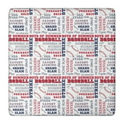 Baseball Terms and Icons Pattern Square Fitted Tablecloth with Elastic Edge,Square Table Cover,Washable Elastic Table Cover for Home Kitchen Party Decor 36"x36"