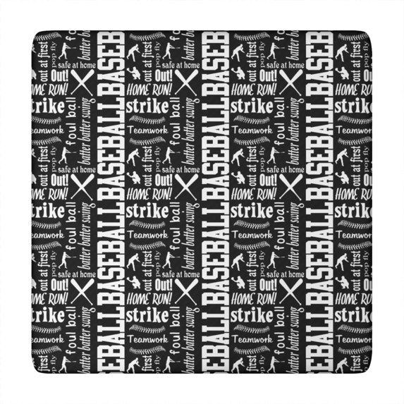Baseball Terms Pattern Square Fitted Tablecloth with Elastic Edge,Square Table Cover,Washable Elastic Table Cover for Home Kitchen Party Decor 34"x34"