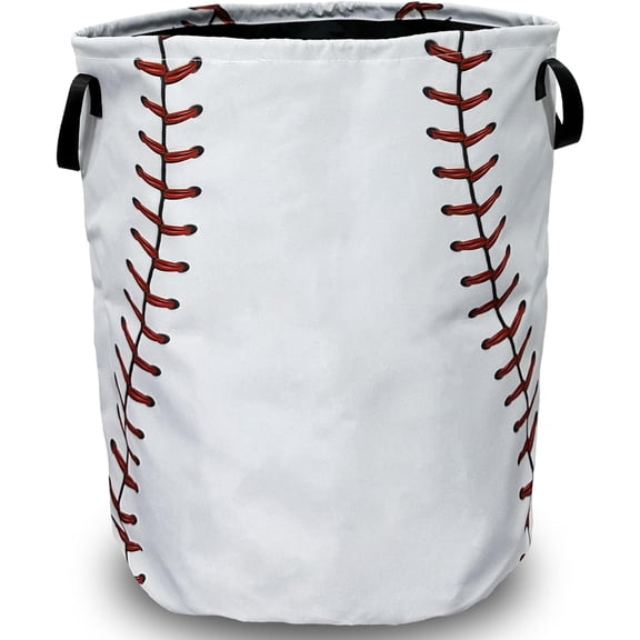 Baseball Texture Pattern Laundry Basket Foldable With Handles Tote Bag Oxford Cloth Funny Laundry Hamper Clothes Storage Bucket Toy Organizer 18.9" x 16.5" For Bathroom/Laundry/Bedroom