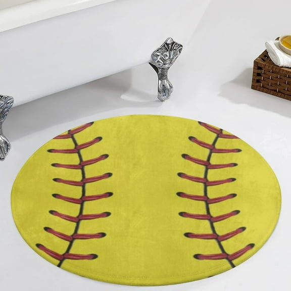 Baseball Texture Round Carpet Circle Rug Outdoor Patio Area Rug Washable Large Area Rugs Hallway Room Decor Fitness Mats