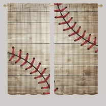 Baseball Texture Sports Blackout Curtains Retro Wooden Board Thermal Insulated Window Treatments Rod Pocket Light Blocking for Bedroom W42 x L45 Inch