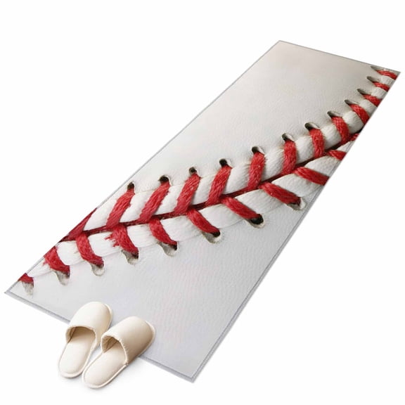 Baseball Texture Washable Area Rug 2x6ft Usa Sport Soft Rectangle Rugs for Living Room, Non Slip Carpet for Bedroom Entryway Dining Room