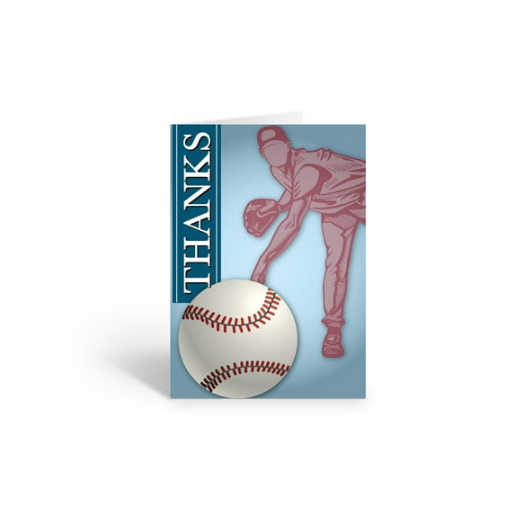 Baseball Thank You Note Card- 10 Boxed Baseball Cards & Envelopes - B14251