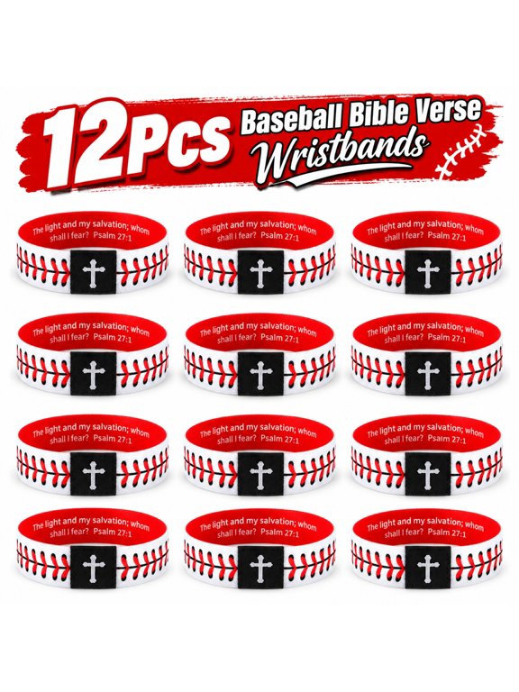Baseball Theme Bible Verse Bracelets, 12 Pcs Set for Daily Religious Wear, Suitable for Daily Wear and Religious Activities
