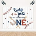 thumbnail image 1 of Baseball Theme Cool 1st Birthday Backdrop Rookie of The Year Blue Red Wooden Plank Slugger is Turning One Boys Birthday Party Photography Background Decorations Photo Booth Studio Prop Fabric, 1 of 3