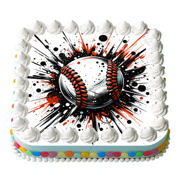 Baseball Theme Edible Image Cake Topper for Half Sheet Cake, by Tnct. (1 Count)