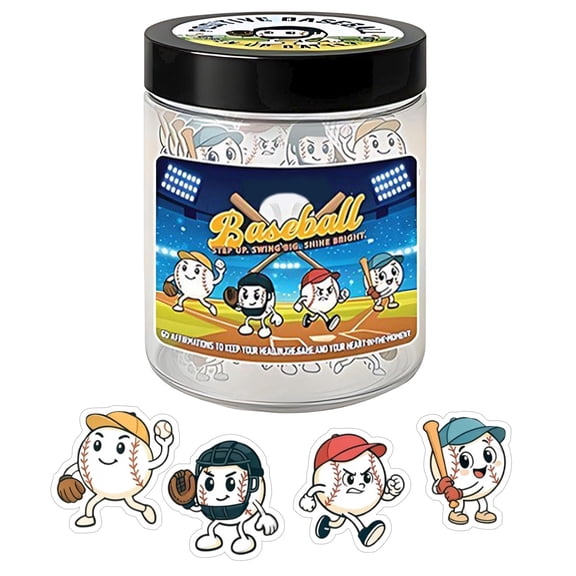 Baseball Theme Encouragement Note Jar with 60 Positive Affirmation Cards, Motivational Gift for Sports Fans, Office and Home Desk Decor,White