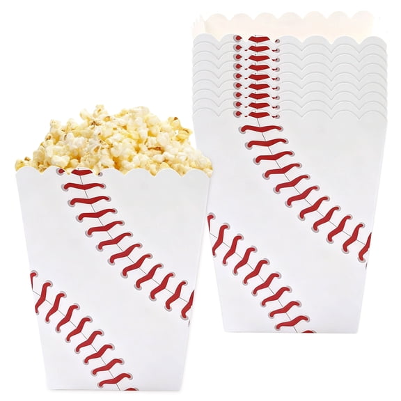 Baseball Theme Popcorn Buckets - Sports Party Decor & Snack Containers 10-Pack