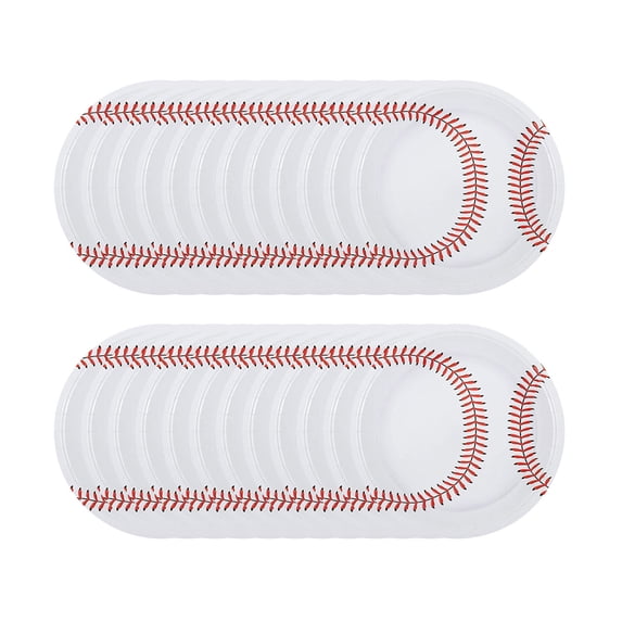 Baseball Themed Disposable Paper Plates 24-Pack Round Dinner Plates For Birthday Party And Daily Use B-Wll-One Size