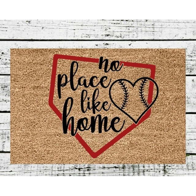 Baseball Themed Home Sweet Home AntiSlip Backing Mat for Front Door