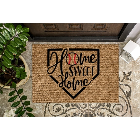Baseball Themed Home Sweet Home | Baseball Doormat | Cute Doormat | Welcome Mat | Funny Door Mat | Family Gift | Home Doormat