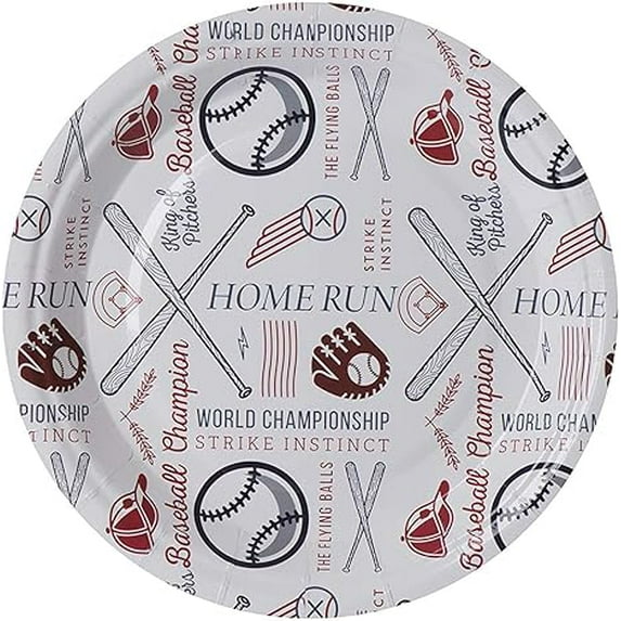 Baseball Themed Paper Plates 100 Pack 7"