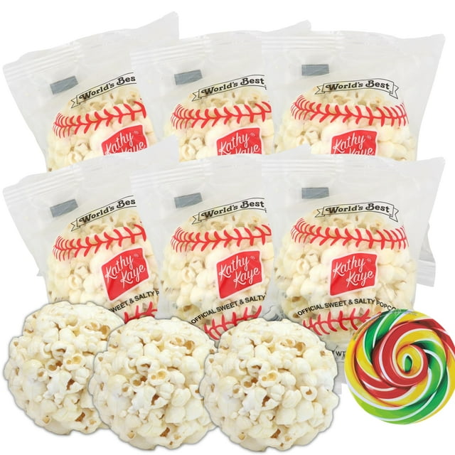 Baseball Themed Popcorn Balls, DHF10 Savory Party Favor Snacks