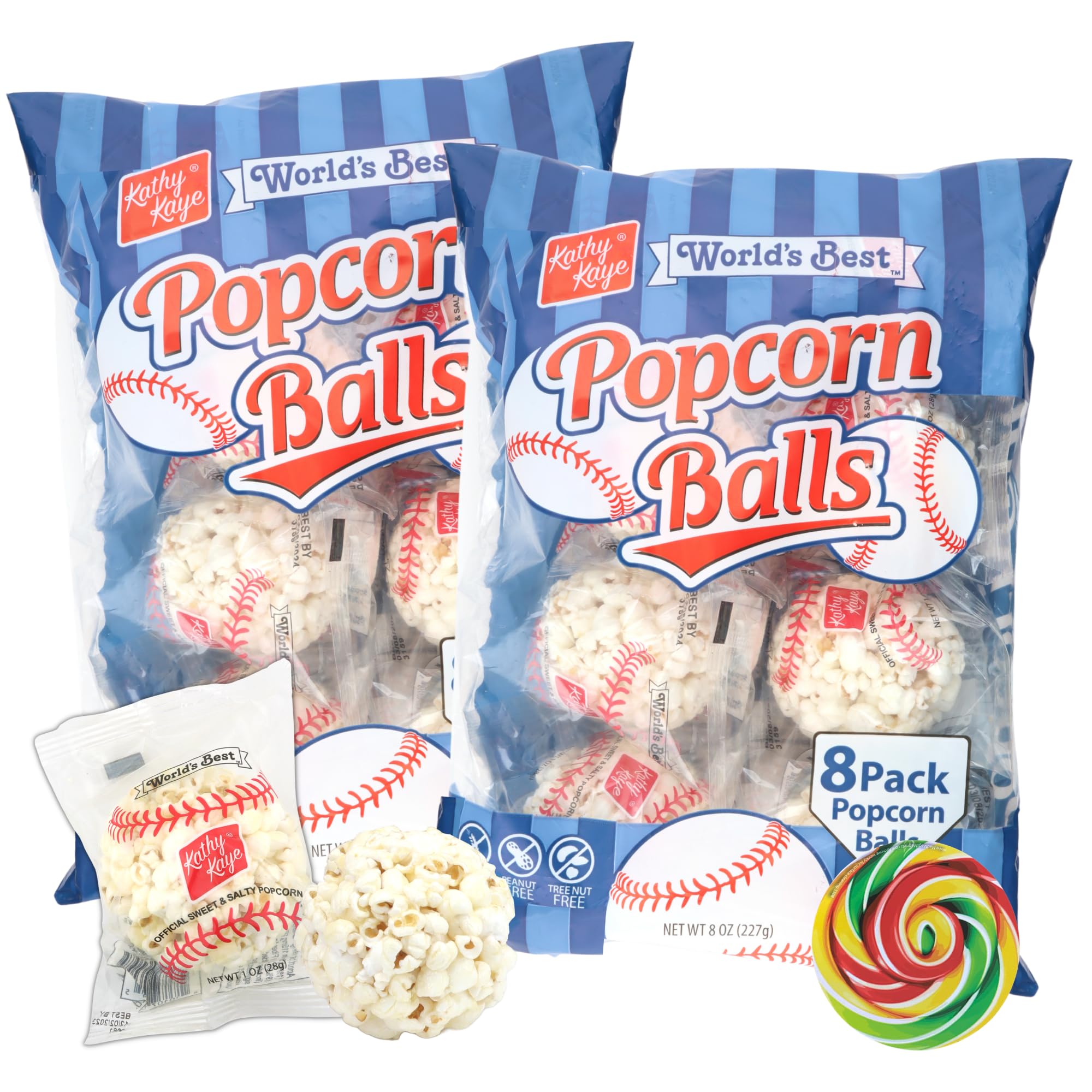 Baseball Themed Popcorn Balls, OIF8 Sports Team Party Favor Snack, 8