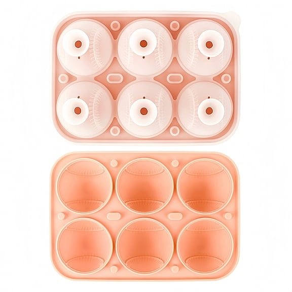 Baseball Themed Silicone Tray for Easy Demoulding Everyday Household Ice Making Tool Versatile Frosted Ice Cubes for Drinks and Entertainment,20.6 cm,Orange