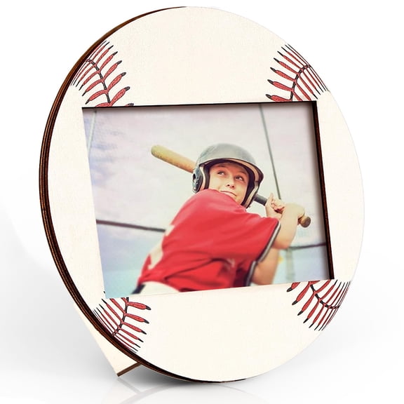 Baseball Themed Wooden Photo Frame 4x6 Inch Wall or Tabletop Display