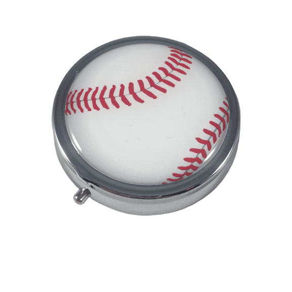 Baseball Three Section Small Pocket Purse Travel Medicine Pill Box Case
