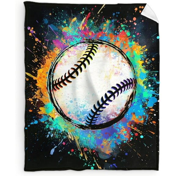 Baseball Throw Blanket for Boys Girls, Sport Blanket Gifts for Kids Baseball Lovers - 40x30 Inches Black Soft Fuzzy Flannel Blankets for Lap Sofa Couch