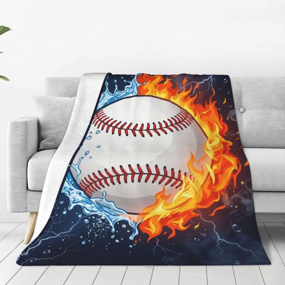 Baseball Throw Blanket, Cool Baseball Pattern Blanket, Ultra Soft Cozy Lightweight Blanket for Sofa, Couch, Bedroom, Office Decor 50x40