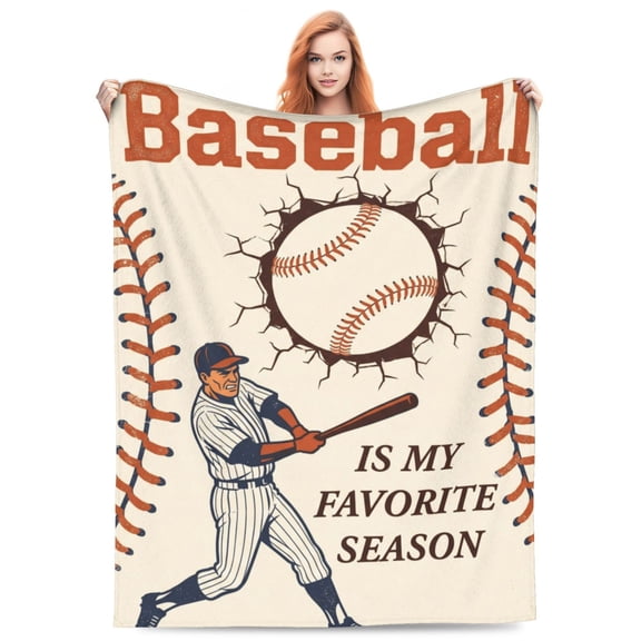 Baseball Throw Blanket, Soft Cozy Flannel Sport Ball Blanket, Baseball Gifts for Players Coaches Team Lovers, Home Sofa Bed Decor 50x40