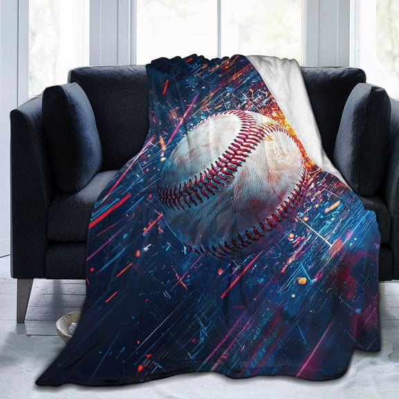 Baseball Throw Blanket Ultra Soft Cozy Decorative Flannel Blankets for Home Bed Couch Chair Travel 50x40