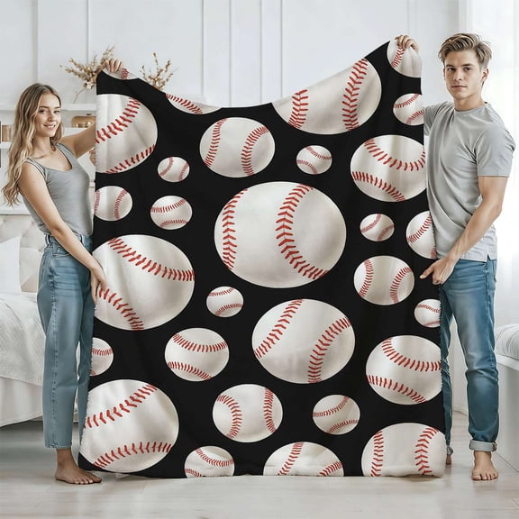 Baseball Throw Blanket UltraSoft Lightweight Flannel Blanket All Season Perfect Gift For Birthday/Graduation Present Home, Travel, Game Day Accessory