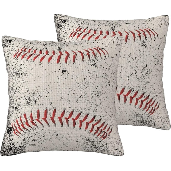 Baseball Throw Pillow Covers 18x18 Inch Set of 2, Baseball Sports Style Pillow Cases Ball Sports Theme Pillowcase Decorative Cushion Covers for Sofa Couch Bed Living Room
