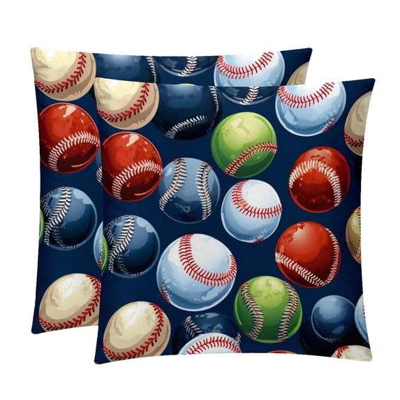 Baseball Throw Pillow Inserts Set Covers of 2 Decorative Velvet Throw Pillows with Unique Patterns - 16x16, 18x18, 20x20 Inches for Home Decor and Gifts