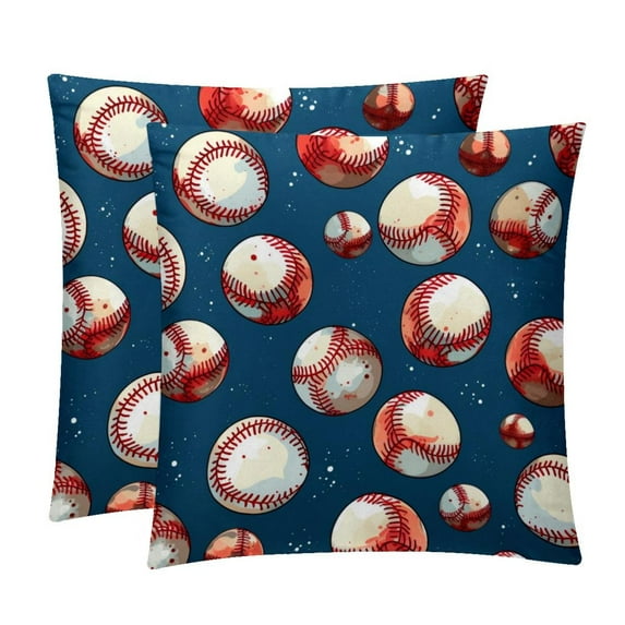 Baseball Throw Pillow - Velvet Pillow Inserts Covers with Unique Patterns - Set of 2 - Available in 16x16, 18x18, 20x20 Inches for Various Occasions