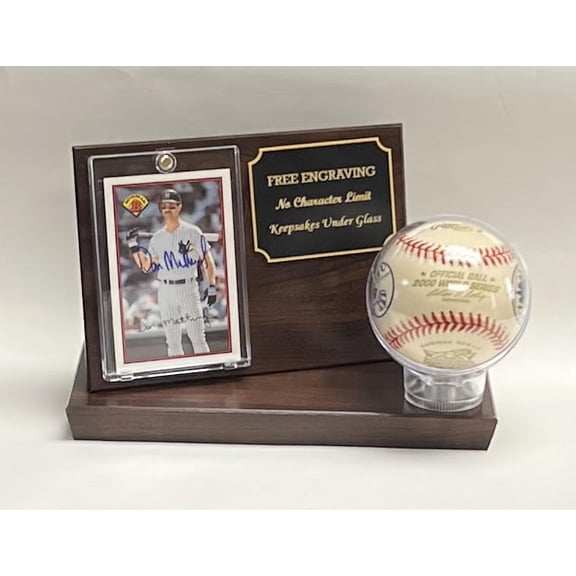 Baseball & Trading Card Personalized Wood and Acrylic Display Case with Cherry Finish - Free Engraving