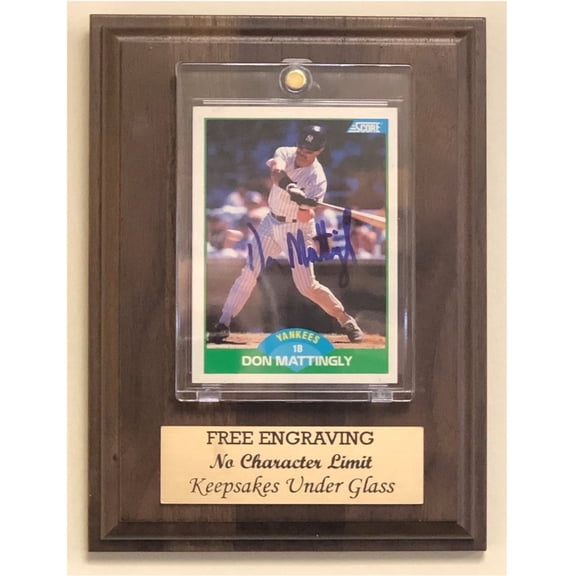 Baseball Trading Card Wall Mount Personalized Wood and Acrylic Display Case - Walnut Finish Plaque - Free Engraving