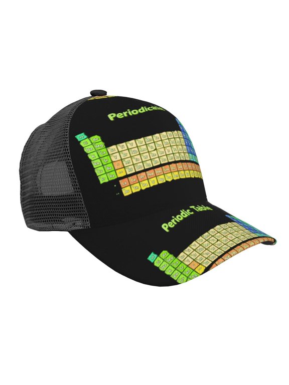 Baseball Trucker Hat Periodic Table Of Elements Chemistry Mesh Back Adjustable Cap for Men Women